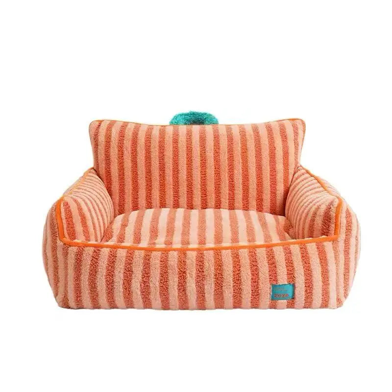 Striped pet bed with a pillow on a white background
JoyPup Universal Sofa-Style Pet Bed – Soft Velvet, Cozy & Detachable,