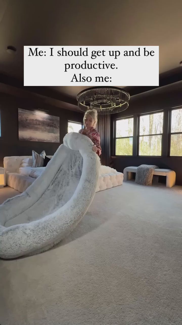 Load video: Human Dog Bed – Cozy, Ultra-Comfortable Bed