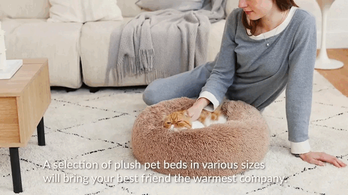 Soft Donut Cuddler Pet Bed - Ultimate Anti-Anxiety. Perfect for Curling Up & Snuggling